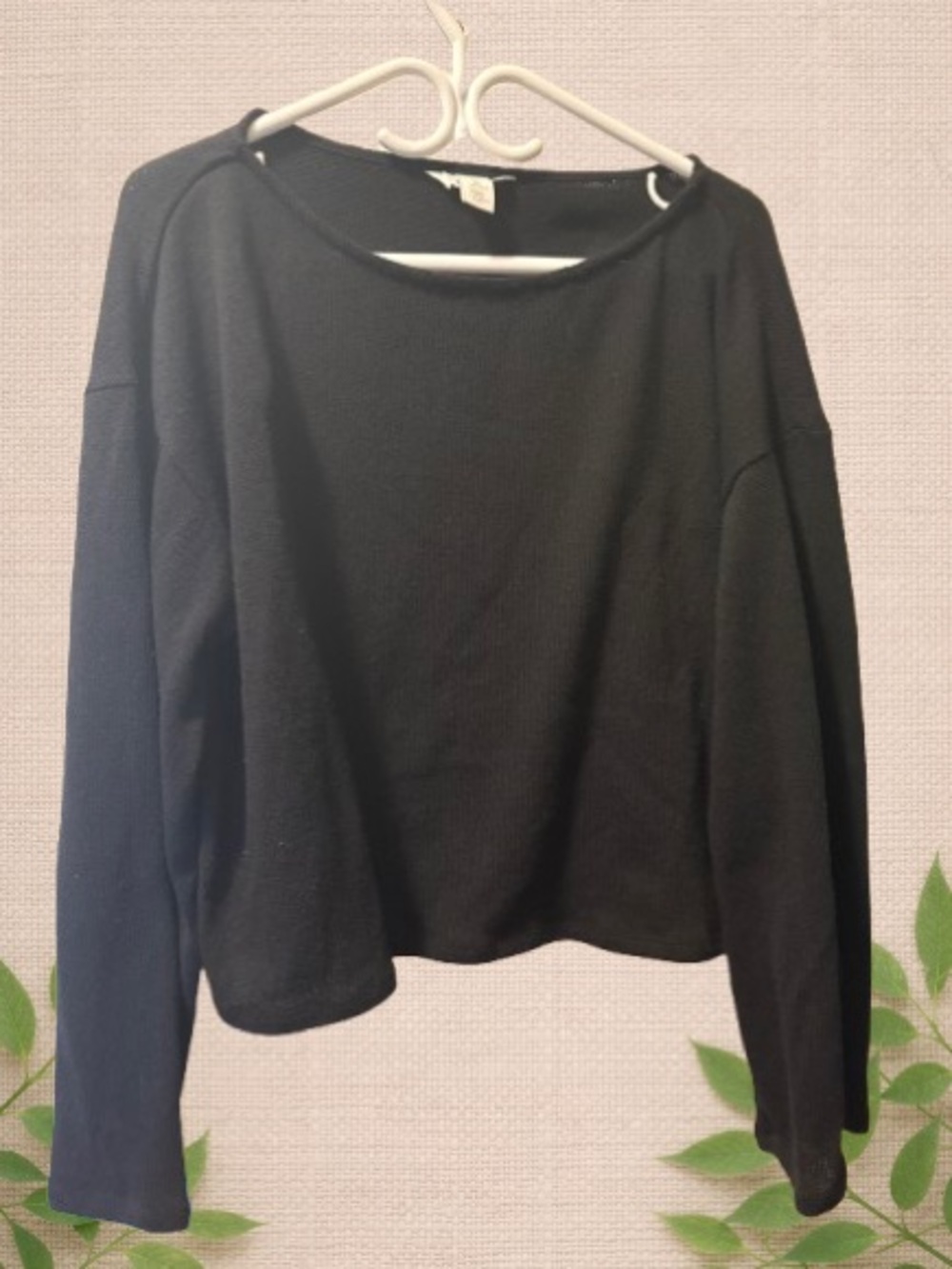 H&M Black Knit Long Sleeve Top – Size L, Minimalist Essential - Picture 1 of 3